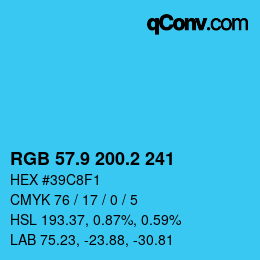 Color code: RGB 57.9 200.2 241 | qconv.com