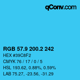 Color code: RGB 57.9 200.2 242 | qconv.com