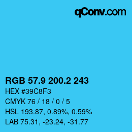 カラーコード: RGB 57.9 200.2 243 | qconv.com