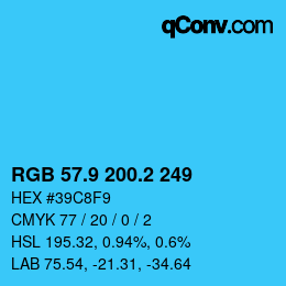 カラーコード: RGB 57.9 200.2 249 | qconv.com