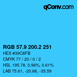 Color code: RGB 57.9 200.2 251 | qconv.com