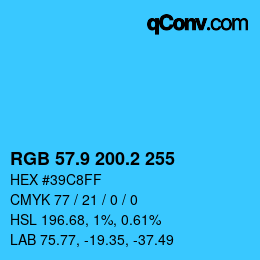 Farbcode: RGB 57.9 200.2 255 | qconv.com