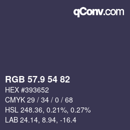 Color code: RGB 57.9 54 82 | qconv.com