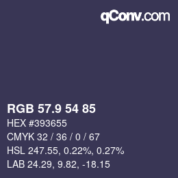 Color code: RGB 57.9 54 85 | qconv.com