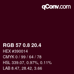 カラーコード: RGB 57 0.8 20.4 | qconv.com