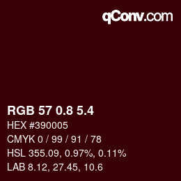 カラーコード: RGB 57 0.8 5.4 | qconv.com