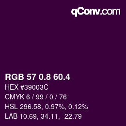 カラーコード: RGB 57 0.8 60.4 | qconv.com