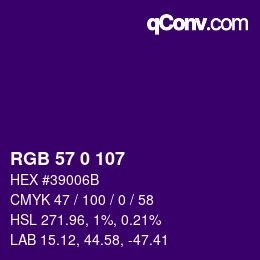 Color code: RGB 57 0 107 | qconv.com