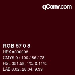 Color code: RGB 57 0 8 | qconv.com