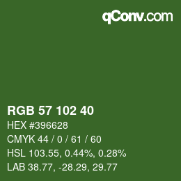 カラーコード: RGB 57 102 40 | qconv.com