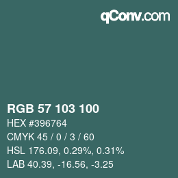 颜色代码: RGB 57 103 100 | qconv.com