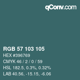 カラーコード: RGB 57 103 105 | qconv.com