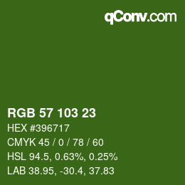 Color code: RGB 57 103 23 | qconv.com