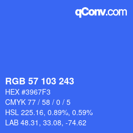 Color code: RGB 57 103 243 | qconv.com