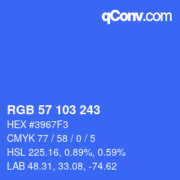 Color code: RGB 57 103 243 | qconv.com