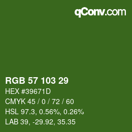 Color code: RGB 57 103 29 | qconv.com