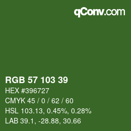 カラーコード: RGB 57 103 39 | qconv.com