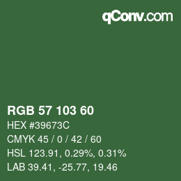 カラーコード: RGB 57 103 60 | qconv.com