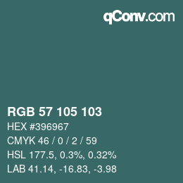 Color code: RGB 57 105 103 | qconv.com