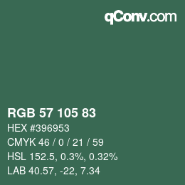 Color code: RGB 57 105 83 | qconv.com