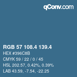 カラーコード: RGB 57 108.4 139.4 | qconv.com