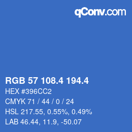 カラーコード: RGB 57 108.4 194.4 | qconv.com