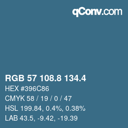 カラーコード: RGB 57 108.8 134.4 | qconv.com