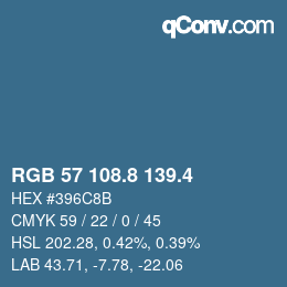 カラーコード: RGB 57 108.8 139.4 | qconv.com