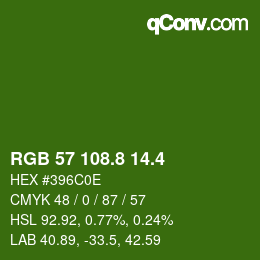 カラーコード: RGB 57 108.8 14.4 | qconv.com