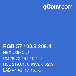 カラーコード: RGB 57 108.8 209.4 | qconv.com