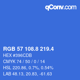 カラーコード: RGB 57 108.8 219.4 | qconv.com
