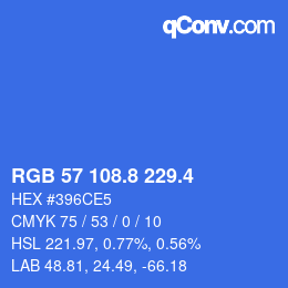 カラーコード: RGB 57 108.8 229.4 | qconv.com