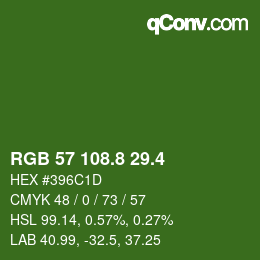 カラーコード: RGB 57 108.8 29.4 | qconv.com