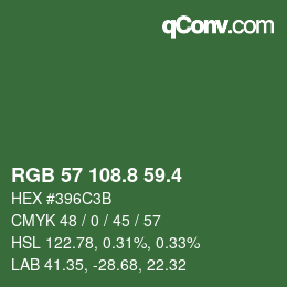 カラーコード: RGB 57 108.8 59.4 | qconv.com