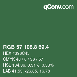 カラーコード: RGB 57 108.8 69.4 | qconv.com