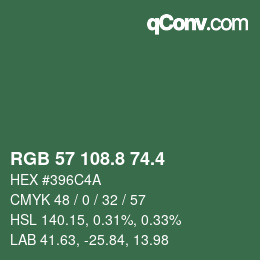 カラーコード: RGB 57 108.8 74.4 | qconv.com