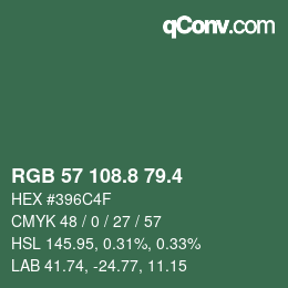 カラーコード: RGB 57 108.8 79.4 | qconv.com