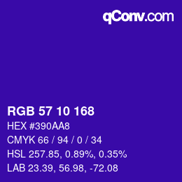 Color code: RGB 57 10 168 | qconv.com