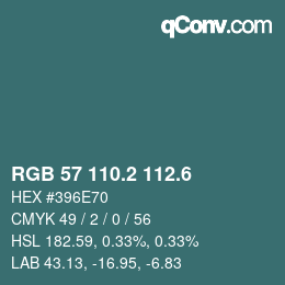カラーコード: RGB 57 110.2 112.6 | qconv.com