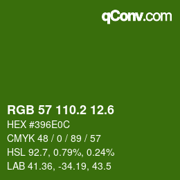 カラーコード: RGB 57 110.2 12.6 | qconv.com