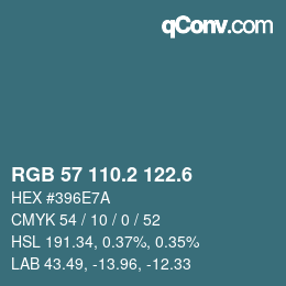 カラーコード: RGB 57 110.2 122.6 | qconv.com