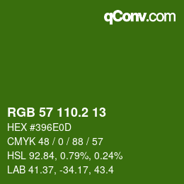 カラーコード: RGB 57 110.2 13 | qconv.com
