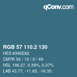 カラーコード: RGB 57 110.2 130 | qconv.com