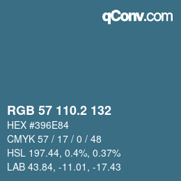 カラーコード: RGB 57 110.2 132 | qconv.com