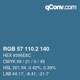 カラーコード: RGB 57 110.2 140 | qconv.com
