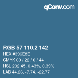 カラーコード: RGB 57 110.2 142 | qconv.com