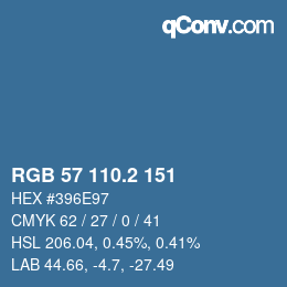 カラーコード: RGB 57 110.2 151 | qconv.com