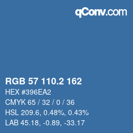 カラーコード: RGB 57 110.2 162 | qconv.com