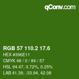 カラーコード: RGB 57 110.2 17.6 | qconv.com