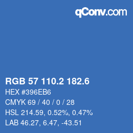 カラーコード: RGB 57 110.2 182.6 | qconv.com